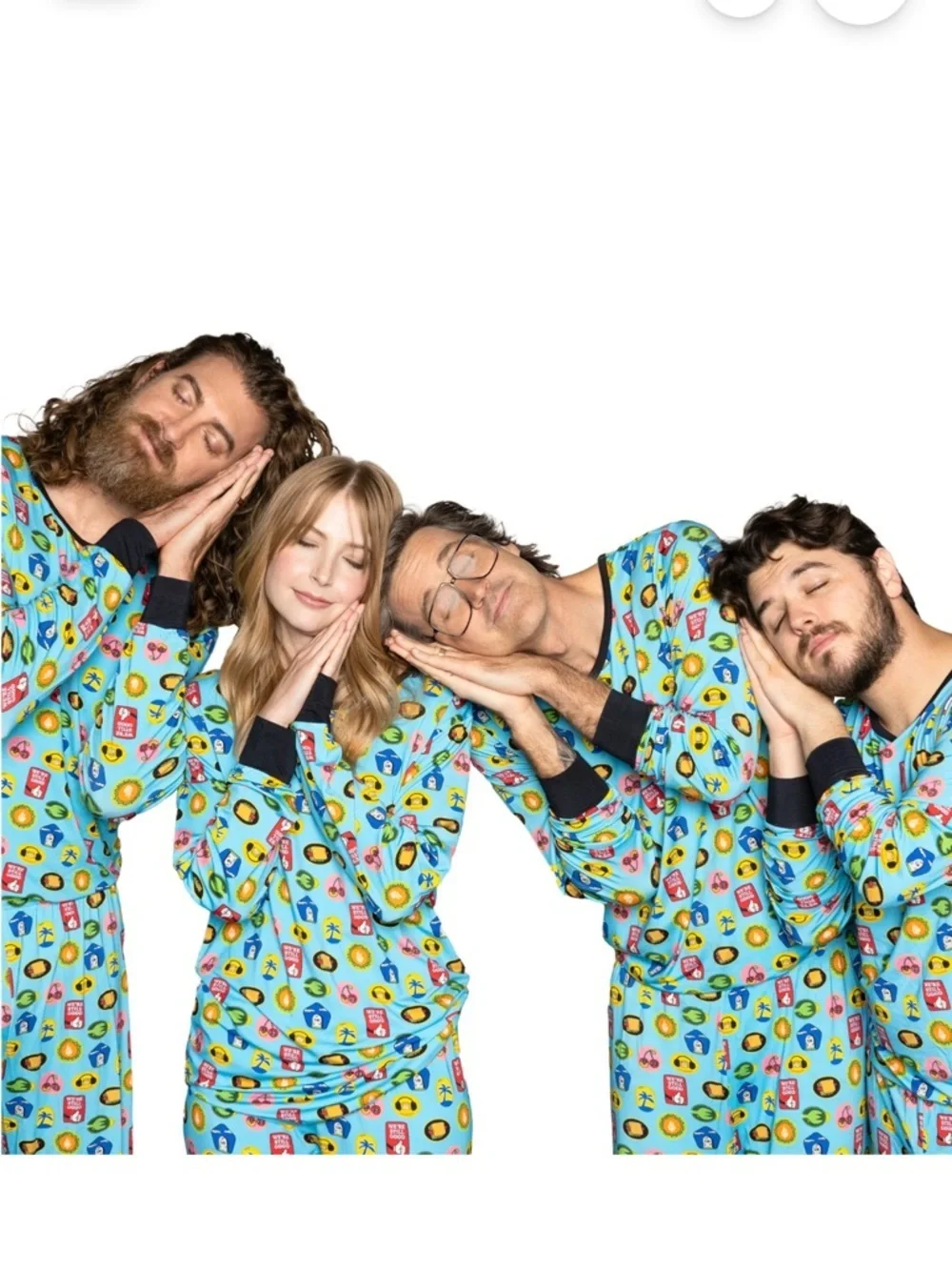 Mythical unisex Blue Printed Long-Sleeve Pajama Set with Black Trim